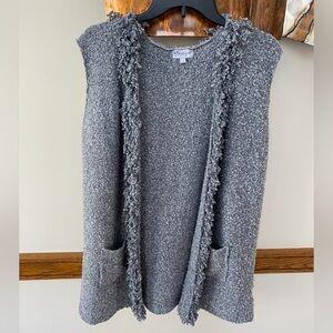 Womens b Boutique Grey Sleeveless Pockets Open Front Cardigan Size S/M Duster